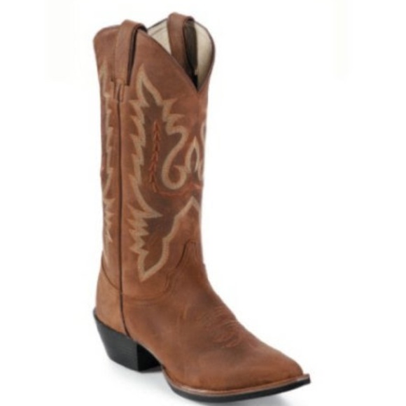 Justin flexible cowboy boots brown embroidered western boots - Picture 1 of 16
